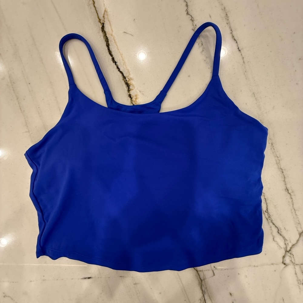 Blue Spaghetti Strap Crop Top